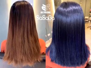 PHỦ BẠC MÀU NÂU SÁNG  --NHUỘM TÓC PHỦ BẠC SASABA  Y / 77 TỰ CÂN BẰNG NHIỀU KHÚC MÀU TÚI 450ML