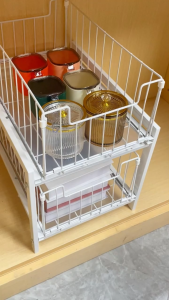 2-Tier Kitchen Bathroom Under Sink Rack Organizer Cabinet Rack Kitchen Organizer Rack Pull-out Basket