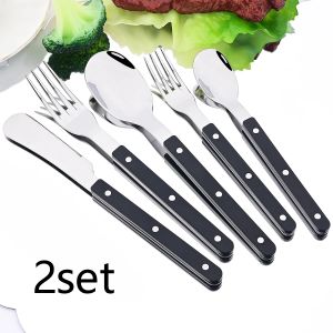 10pcs White Acrylic Handle Dinnerware Set Knife Fork Spoon Dining Table Set Stainless Steel Tableware Western Kitchen Cutlery