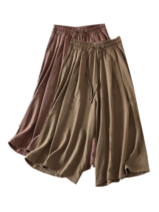 Lightweight%20Ice%20Silk%20Ramie%20High%20Waist%20Straight%20Leg%20Wide%20Leg%20Culottes%20-%20Image%206