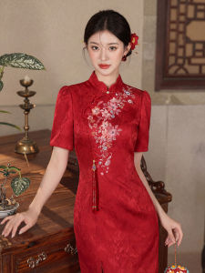 Vintage Elegance Red Cheongsam Dress