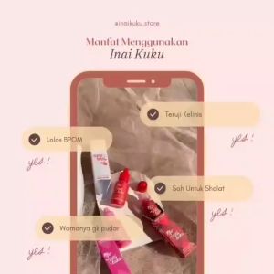 FREE BUBBLE - Inai Kuku Muslimah Halal Inaiku Kutek Cat Pacar kuku Henna Halal SAH UNTUK SHOLAT ASLI ORIGINAL