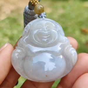 Quality Semi Translucent Natural Type A Jadeite Jade crafted as Milo Buddha as Pendant certificate weighs 12.57 grams measurement 37.5 * 38.9 * 6.3 mm (pendant275)