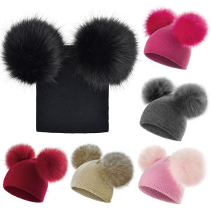 Fur Ball Baby Winter Hat for Girls Boys Kids Knitted Beanie Baby Cap Infant Bonnet Toddler Hats Baby Accessories 1-3Y