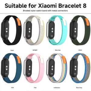 Elastic Nylon Loop Strap For Xiaomi Mi Band 9 8 Bracelet SmartWatch Wristband Adjustable Sport Pulsera Watchband Miband 9 Correa