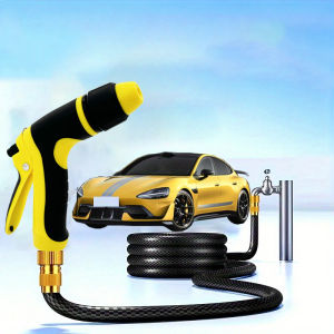 ปืนฉีดน้ำล้างรถแรงดันสูง เครื่องมือล้างรถในครัวเรือน หัวฉีดเคลือบยางกันลื่นแบบปรับได้ การชลประทานในสวน