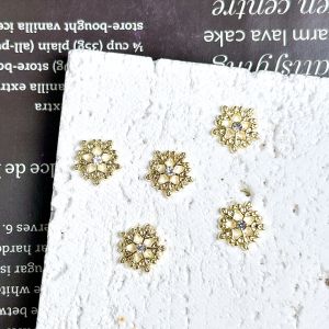 10 Chiếc Hình Lục Giác Bông Tuyết Móng Tay Nghệ Thuật Trang Trí Mô Phỏng Zircon Ren Tinh Tế DIY Quyến Rũ Hợp Kim Sáng Tạo Bông Tuyết