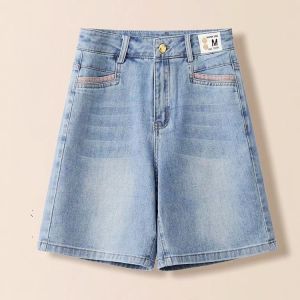 NUANKONG | Summer New Fashion High Waist Loose Slim Straight A-line Denim Shorts
