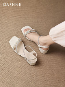 Daphne | Thick Heel Pearls And Rhinestones Summer New Sandals