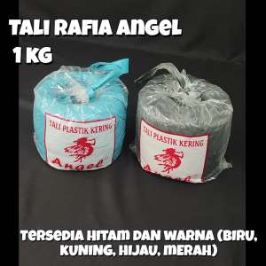 Tali Rafia ANGEL Hitam  Warna Ukuran 1 KG / Tali Plastik Kering