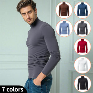 Autumn And Winter Mens 7-color Fashionable High Neck Base Shirt Thick Brushed Warm Top Casual Sports Plus Size Handsome T-shit