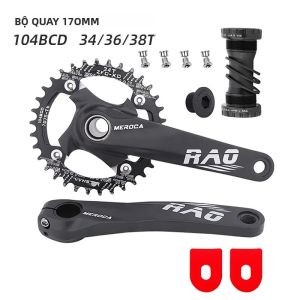 Xe đạp leo núi quây 170mm với khung dưới 104bcd 34T 36t 38T xe đạp chainring Hợp Kim Nhôm MTB crankset