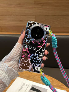 Colorful Cat Mirror Surface Protective Case for Honor Magic V5 Foldable Screen Ultra-Thin Full Coverage New Style Makeup Mirror