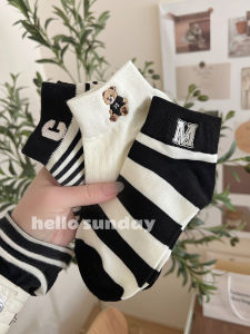 Womens Low Cut Pure Cotton Thin Socks Summer No Slip Cute Stripes Korean Style Student White Socks Breathable Moisture Wicking