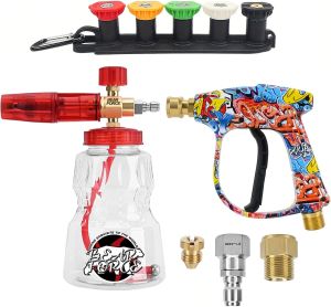 Foam Cannon Dual-Connector อุปกรณ์เสริมเครื่องซักผ้าความดัน Double Tip สิ่งที่แนบมาสําหรับ Foam Cannon 1/4 "Quick Connect สําหรับล้างรถ