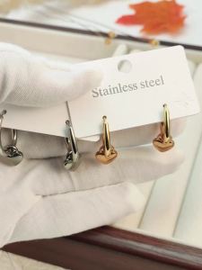 Lokaer Stainless Steel Love Heart Hoop Earrings For Women 18K Gold Plated Hypoallergenic Waterproof Wedding Party Jewelry E23223