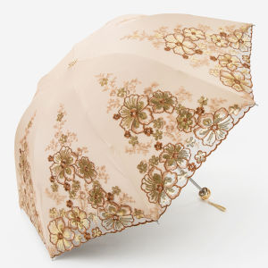 High-End Embroidered Sun Umbrella UV Protection Black Glue Lace Folding Sunny Rain Dual-Purpose Goddess Umbrella