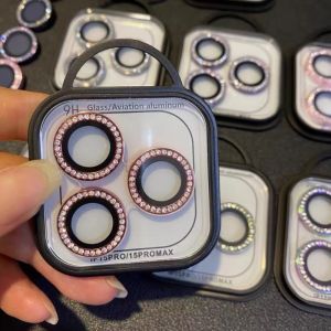2-3pcs Luxury Diamond Camera Protector For iPhone 16 15 14 13 12 Pro Max Plus Glitter Ring Lens Glass Back Lens Cap Shinny Cover