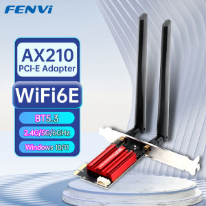 Fenvi | FENVI AX210 WiFi 6E PCI-E Adapter 5374Mbps BT5.3 Tri-Band 2.4G/5G/6Ghz 802.11AX Wireless Network Wi-Fi Card For PC Windows10/11