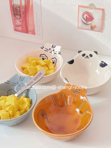 Retro Panda Ceramic Sauce Dish Vinegar Salad Tomato Sauce Seasoning Plate Irregular Shape Korean Style Cartoon Pattern
