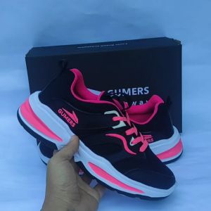 Sneakers Gumers wanita black pink Sepatu Wanita sepatu sport sepatu santai sepatu olahraga sepatu kerja sepatu sekolah sepatu hitam polos sepatu enteng. sepatu terbaru sepatu terlaris sepatu lari sepatu senam sepatu jogging sepatu running