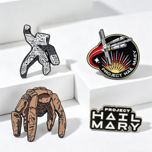 Bandai | 4pc Sci-Fi Enamel Pin Set Project Hail Mary Inspired Collectible Brooch Badges for Backpack Accessories Gifts