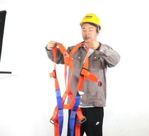Full Body Safety Harness With Double Hook Absorbing Lanyard / High Altitude Safety Belt / Anti Fall / Fall Protection Equipment