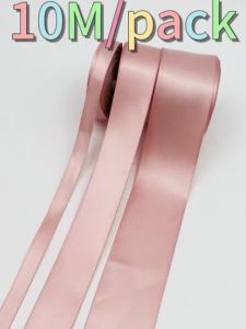Ribbon House | (10 Meters) 25mm Pink Meat Double Face Satin Ribbon Polyester High Quality Wholesale Christmas Lace Ribbons
