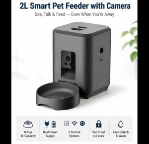 Smart Automatic Dog Pet Feeder 2L Pet Feeder Timer For Cats Dog Key WIFI APP CameraSmart Dry Food Dispenser Dog Bowl