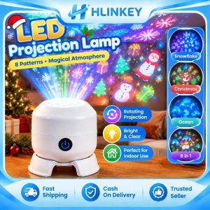Hlinkey xoay đèn chiếu giáng sinh 3w đèn LED đêm có thể sạc qua usb họa tiết bông tuyết đồ trang trí bầu không khí năng động cho trẻ em phòng ngủ bên 5v