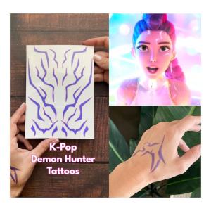 K-Pop Demon Hunters Temporary Tattoos - Rumi & Jinu Set for Cosplay & Halloween | HUNTR/X & Saja Boys Designs