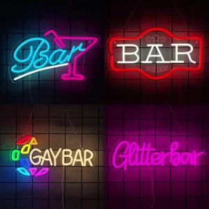 Glitter Bar Neon Sign For Wall DecorLed Neon Light For Beer BarPartyMan Cave DecorationBirthday Gift For FriendsUSB Powered