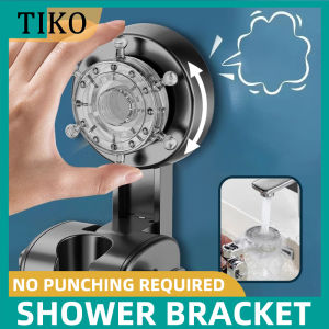 Wall Mounted Punch Free Shower Bracket 360° Adjustable Bathroom Shower Head 1.5m Hose Suction Cup Detachable