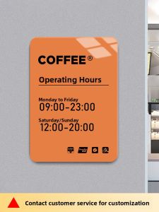 RUIKELAIXIANG | Customized Acrylic Business Hours Sign Glass Door Sticker Hanging Sign