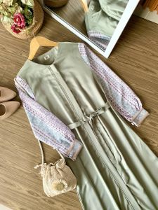 Gamis Amanda Motif | Gamis Bahan Shakilla mix Crinkle Motif