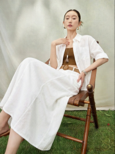 SUSHE | Business Casual Adjustable Sleeve Collar Shirt and A-Line Skirt Set