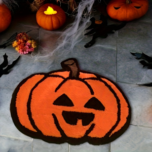VIKAMA Halloween Pumpkin Area Rug Soft Non Slip Bathroom Floor Mat Bedroom Entrance Doormat Home Decor