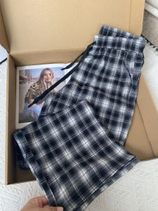 Quần Ống Rộng Ống Đứng Mỏng Mùa Hè Cho Nam Cleanfit Black White Grid Quần Ống Rộng Rộng Rãi Thoải Mái Phong Cách Mỹ Quần Dài Thường Ngày