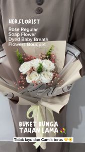 HER.FLORIST Rose Regular Soap Flower Dyed Baby Breath Flowers Bouquet / Buket Bunga Sabun Hadiah Kado