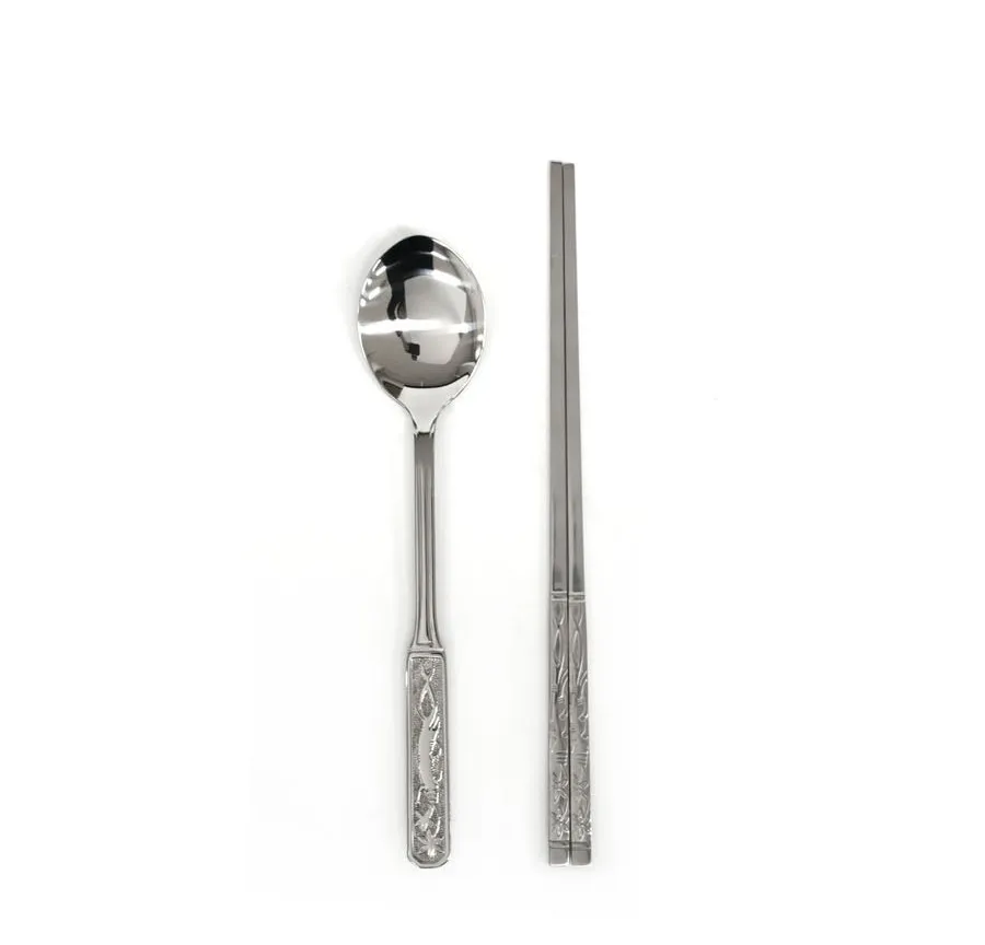 Ginseng Design Spoon and Chopsticks, Restaurant /Group Meal Spoon