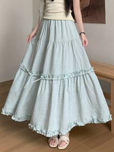 Elastic High Waist Plaid Midi Skirt
