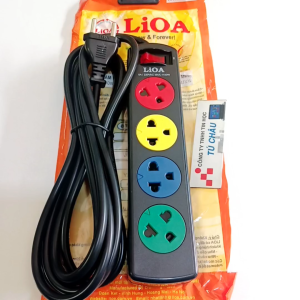 Ổ cắm điện LIOA 4TSN3 / 4 lỗ cắm dài 3m công tắc ON-OFF nắp che an toàn