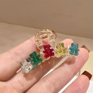 Large Size Heavy Work Crystal Bear Hair Claw Clip Korean Style Small Size Bangs Claw Clip Elegant Fashion Updo Hair Clip