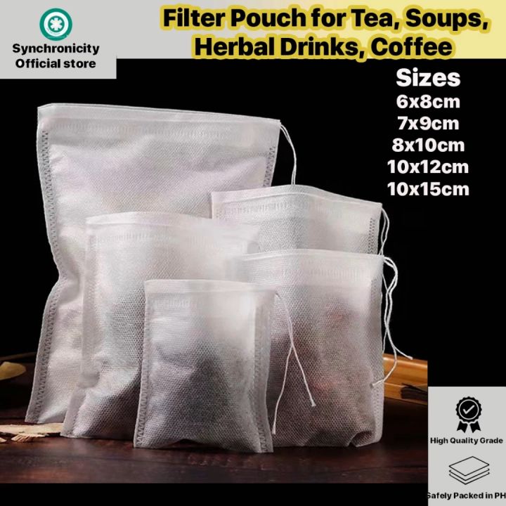 100/50/25pcs Large Disposable Filter Bags with Drawstring for Tea