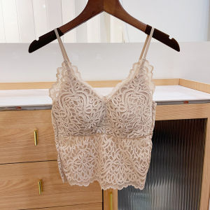 Áo Ba Lỗ Ren Cổ Chữ V Hở Lưng Dài Vừa Phải Dành Cho Nữ Áo Ngực Nâng Ngực Bằng Ren Khoét Lỗ Áo Ngực Tập Thể Dục Mùa Hè 2024