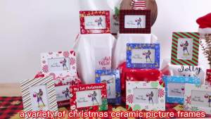 party greeting Christmas Picture Frame 4x6 Christmas Ceramic Photo Frame Decorations Holiday Christmas Xmas Gifts Vertically or Horizontally Suitable for Desktop Use (Snowflake)