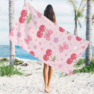 Cute Cherry Quick Drying Microfiber Beach Towel Lightweight for Swimming Camping Yoga - Bath Towel