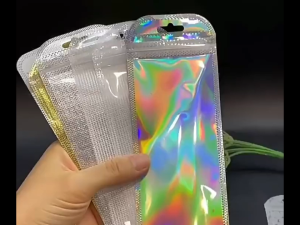 50Pcs Holographic Pen Bags Resealable Smell-Proof Packaging Bags for Party Favors Food Storage