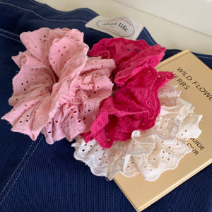 Phụ Kiện Tóc Nữ HelloBé Gái Ống Đàn Hồi Ren Phong Cách Hàn Quốc Màu Hồng Mận Chất Liệu Vải Phụ Kiện Tóc Thời Trang Cho Phụ Nữ