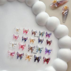 เล็บ Magic Fairy ผีเสื้อเรซิ่นเครื่องประดับเล็บ 2 ขนาดสี Sparkle เล็บ Charms อะไหล่ 20 ชิ้น DIY 3D ตกแต่งเล็บ